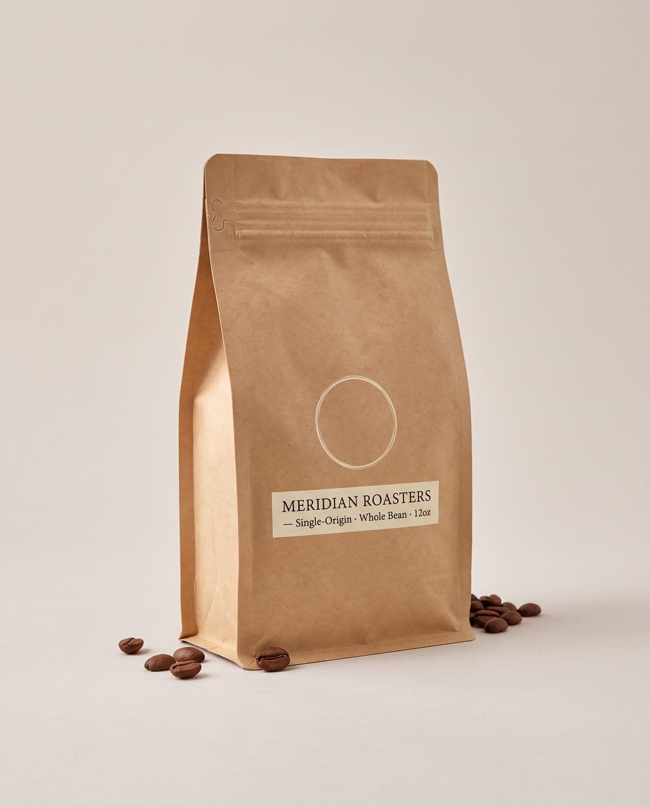 Meridian Roasters coffee bag used as the anchor still for the AI chatbot demo.